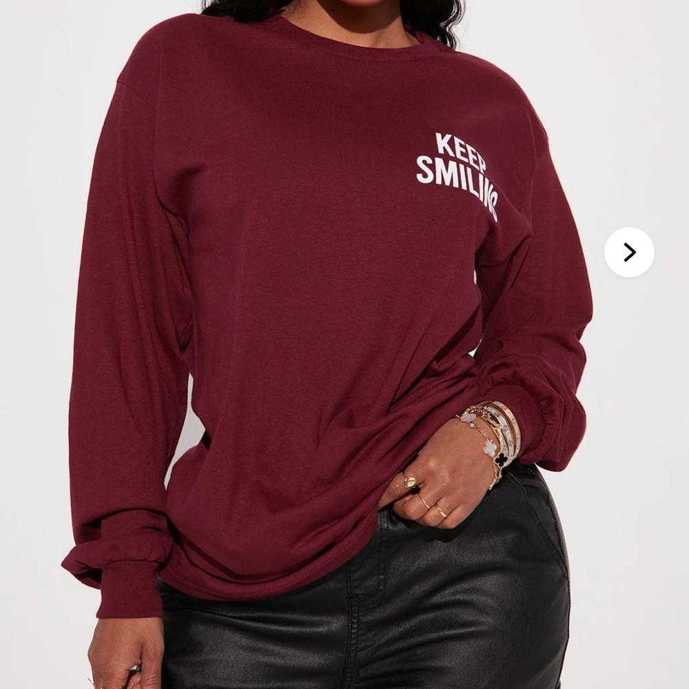 Fashion Nova Burgundy Long Sleeve Top